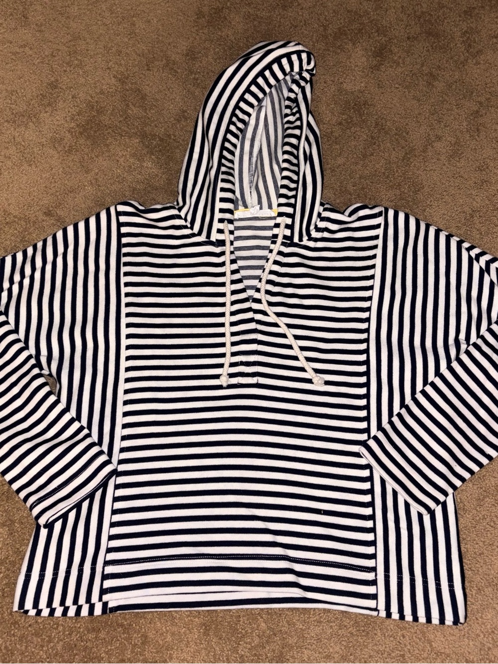 Jane and Delancey Striped Hooded Pullover - Navy and White